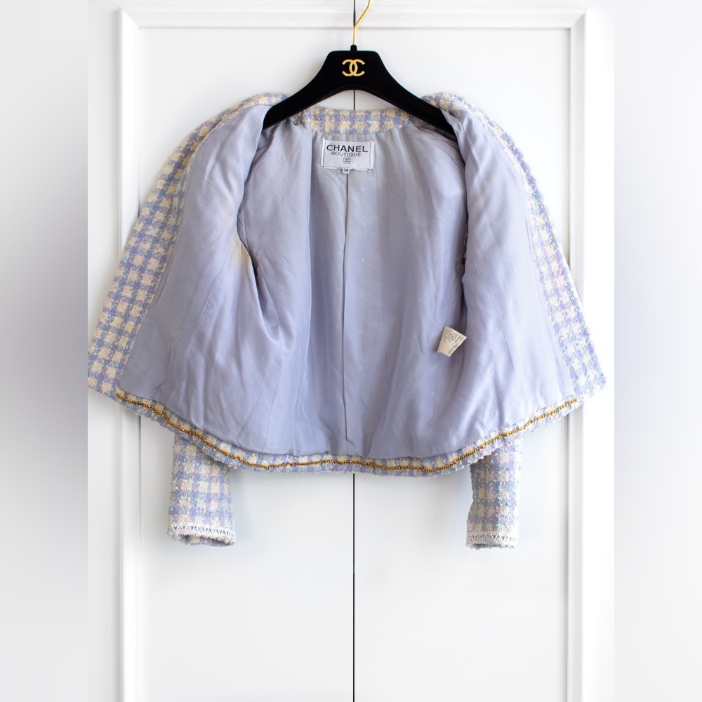 Chanel Vintage S/S 1994 Lilac Lavender Multicolor Runway 94P Jacket Skirt Suit - Picture 12 of 16